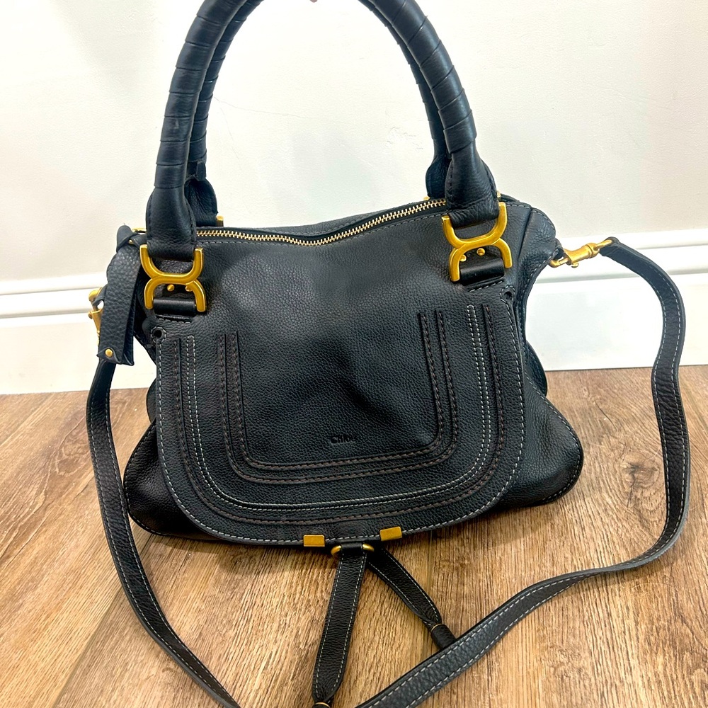 Chloé Marcie Leather Satchel - Black